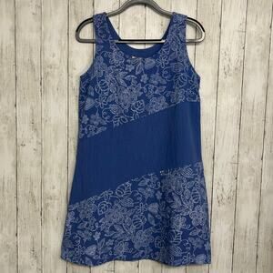 Produce Company Blue Floral Sleeveless Knee Length Tank Shift Dress Medium